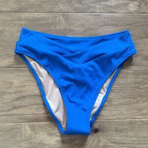 NWT J.Crew Wide-Rib Crossover Cheeky Swim Bottom Size S Tide Blue BM451